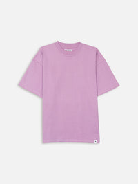 Lavender Oversized "Lazy Eligance" Printed Tee: